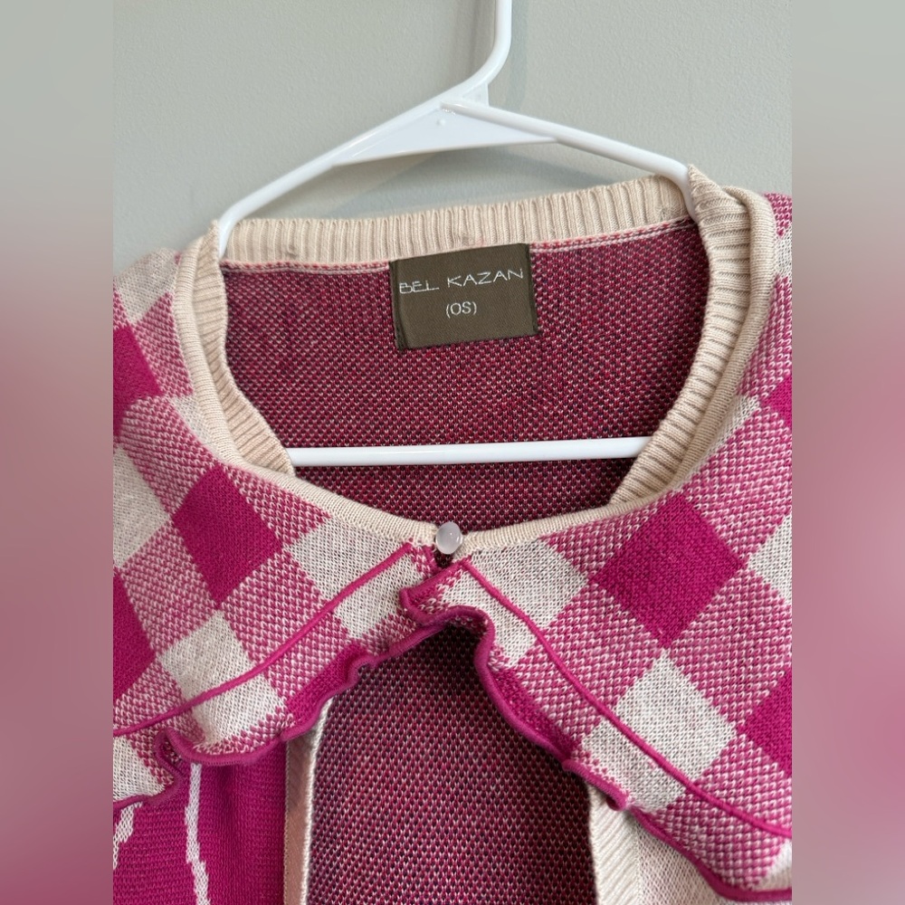 Anthropologie Bel Kazan Floral Gingham Removable Collared Duster Cardigan - Picture 11 of 15